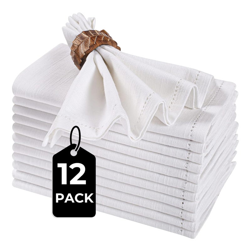 Bedding Craft White Cotton Cloth Dinner Napkins Set of 12 â€“ 16x16 Reusable Machine Washable Fabric Napkins â€“ Perfect for Weddings, Holidays, Thanksgiving & Everyday Dining - Image 3
